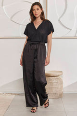 MOMA Elegant Satin Wide - Leg Trousers