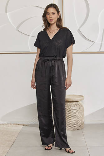 MOMA Elegant Satin Wide - Leg Trousers