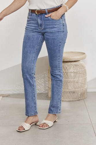 MOMA Stylish Light Blue Straight - Leg Denim Trousers