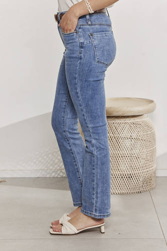 MOMA Stylish Light Blue Straight - Leg Denim Trousers