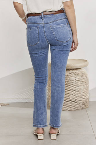 MOMA Stylish Light Blue Straight - Leg Denim Trousers