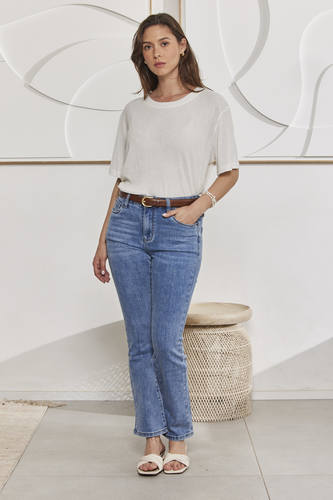 MOMA Stylish Light Blue Straight - Leg Denim Trousers