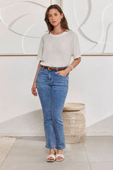 MOMA Stylish Light Blue Straight - Leg Denim Trousers