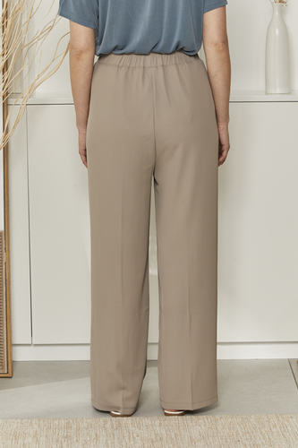 MOMA Smooth Elastic - Waist Khaki Wide - Leg Pants