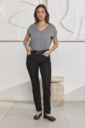 MOMA Stylish Belted Black Jeans