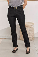 MOMA Stylish Belted Black Jeans