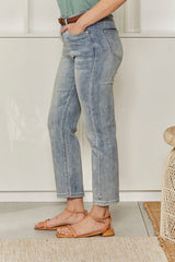 MOMA Belted Light Blue Straight - Leg Jeans