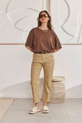 MOMA Stylish Khaki Cropped Pants