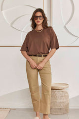 MOMA Stylish Khaki Cropped Pants