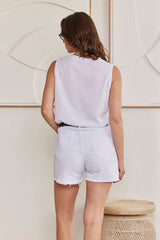 MOMA Comfortable White Distressed Denim Shorts