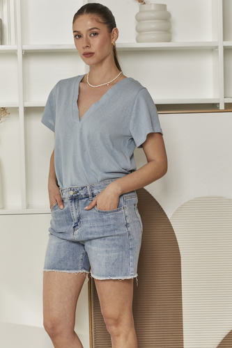 MOMA Casual Light Blue Distressed Denim Shorts