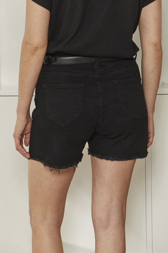 MOMA Casual Belted Black Denim Shorts