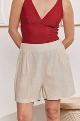 MOMA Light Linen Elastic - Waist Shorts