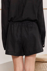 MOMA Casual Black Linen Shorts