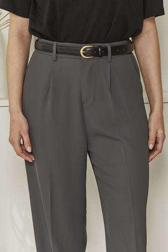 MOMA Elegant Grey Belted Trousers