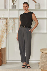 MOMA Elegant Grey Belted Trousers