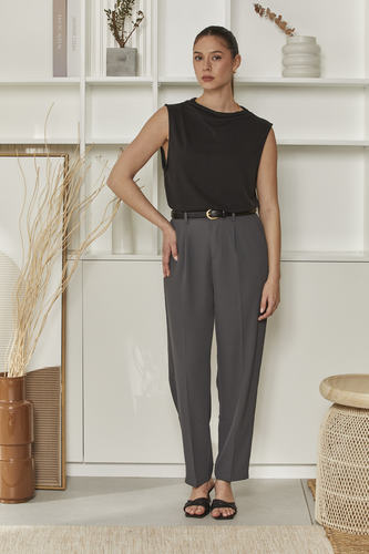 MOMA Elegant Grey Belted Trousers