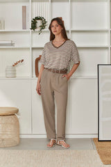 MOMA Casual Khaki Belted Trousers