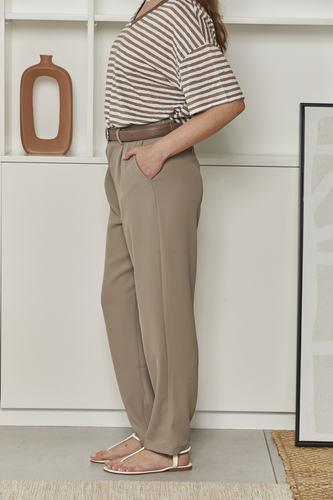 MOMA Casual Khaki Belted Trousers
