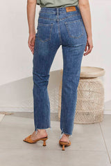 MOMA Stylish Blue Distressed Flare Jeans