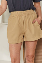 MOMA Relaxed Beige Elastic - Waist Shorts