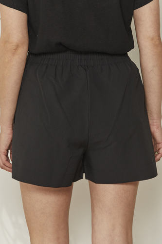 MOMA Minimalist Black Elastic - Waist Shorts