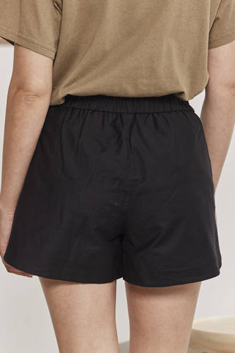 MOMA Comfortable Black Elastic - Waist Shorts