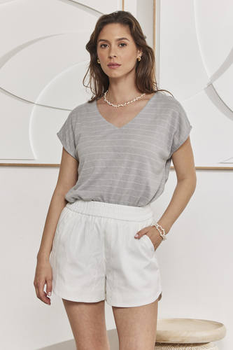 MOMA Comfortable White Elastic - Waist Shorts