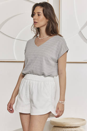 MOMA Comfortable White Elastic - Waist Shorts