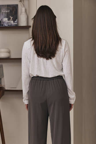 MOMA Trendy Grey Pleated Wide - Leg Trousers