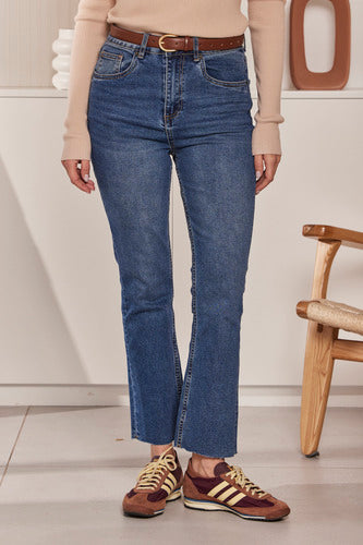 MOMA Trendy Blue Flare Denim Pants