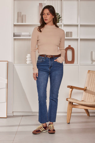 MOMA Trendy Blue Flare Denim Pants