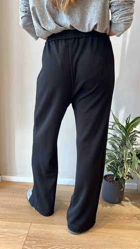 MOMA Black Elastic - Waist Wide - Leg Pants