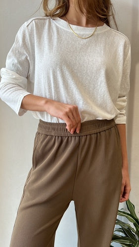 MOMA Casual Khaki Elastic - Waist Wide - Leg Trousers