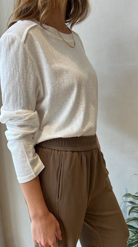 MOMA Casual Khaki Elastic - Waist Wide - Leg Trousers