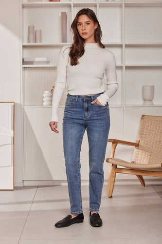 MOMA Comfortable Blue Straight - Leg Jeans