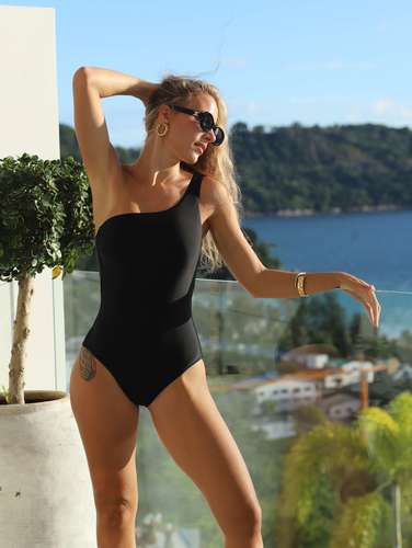 MOMA One - Shoulder Black One - Piece Swimsuit