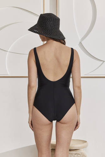 MOMA Classic V - Neck Black One - Piece Swimsuit