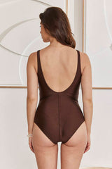 MOMA Elegant V - Neck Brown Swimwear
