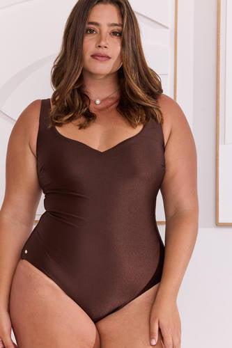MOMA Elegant V - Neck Brown Swimwear