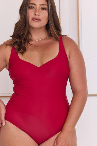 MOMA Elegant Red V - Neck Swimwear