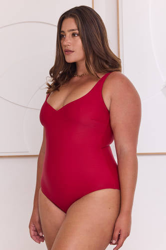 MOMA Elegant Red V - Neck Swimwear