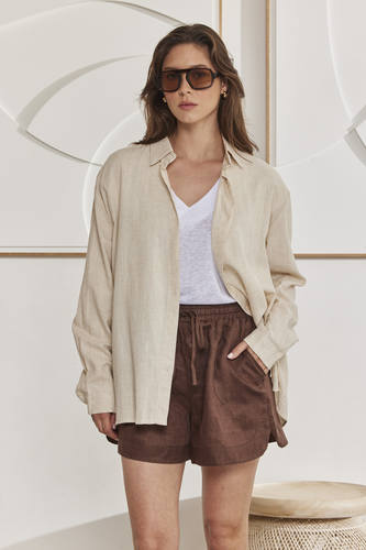 MOMA Casual Linen Button - Down Resort Shirt