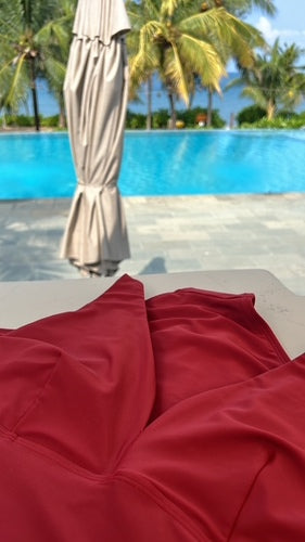 MOMA Elegant V - Neck Ruby Red Bathing Suit