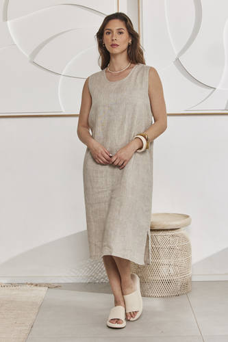 MOMA Casual Linen Sleeveless Vacation Dress