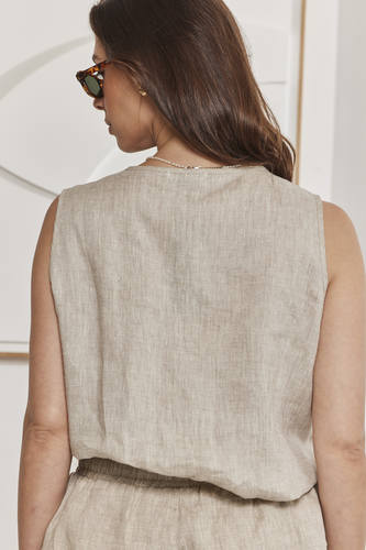 MOMA Casual Linen Sleeveless Resort Top