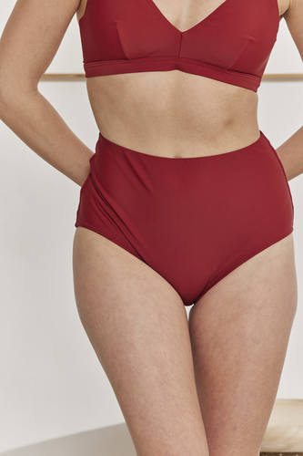 MOMA Elegant V - Neck Bikini Top in Burgundy