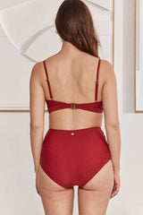 MOMA Elegant V - Neck Bikini Top in Burgundy