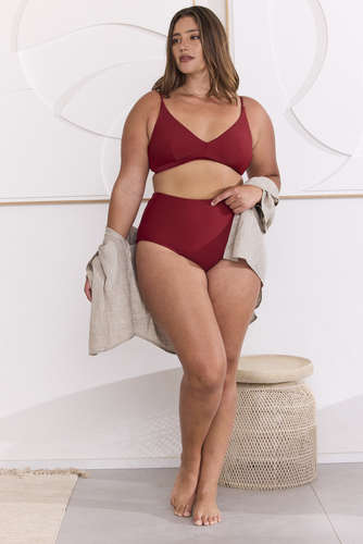 MOMA High - Waisted Burgundy Bikini Bottoms