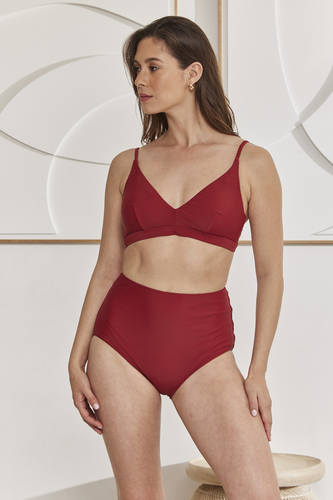 MOMA High - Waisted Burgundy Bikini Bottoms